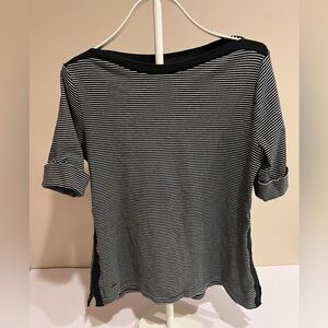 Lauren Ralph Cotton Boatneck Striped Top Flattering Dark Side Insert Women’s XL